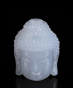 1.6" Blue Chalcedony Hand Carved Crystal Kwan-yin Sculpture, Crystal Healing