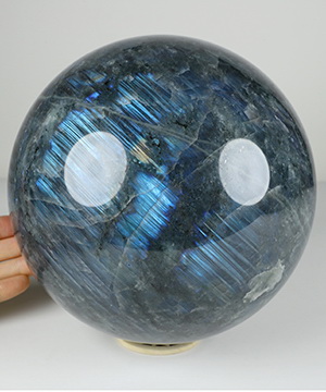 6.9" Labradorite Hand Carved Crystal Ball/Sphere, Crystal Healing