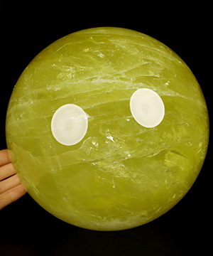 Gemstone 7.3" Citrine Hand Carved Crystal Ball/Sphere, Crystal Healing