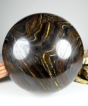 9.1" Colorful Tiger Iron Eye Hand Carved Crystal Ball/Sphere, Crystal Healing