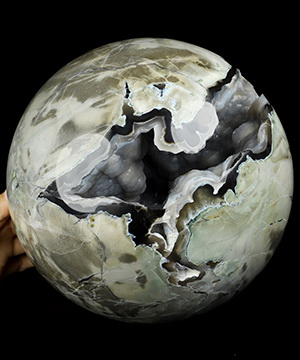 8.1" Dinosaur Egg Agate Geode Hand Carved Crystal Ball/Sphere, Crystal Healing