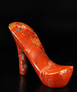 6.1" Red Jasper Hand Carved Crystal Heel Vase Sculpture, Crystal Healing