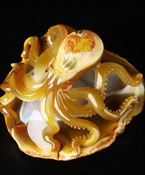 Reserve 5.5" Carnelian Hand Carved Crystal Octopus Sculpture, Crystal Healing