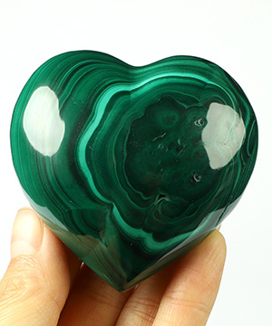 Gemstone 2.5" Malachite Hand Carved Crystal Heart Sculpture, Crystal Healing