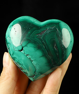 Gemstone 2.4" Malachite Hand Carved Crystal Heart Sculpture, Crystal Healing
