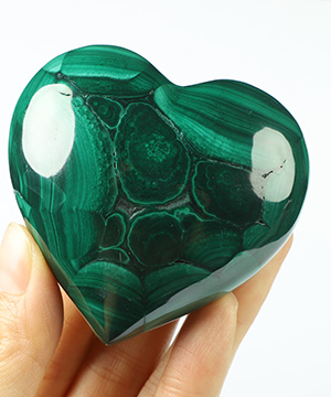 Gemstone 2.5" Malachite Hand Carved Crystal Heart Sculpture, Crystal Healing