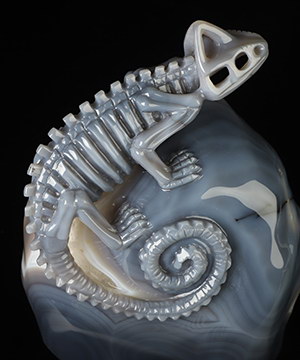 7.8" Agate Amethyst Geode Hand Carved Crystal Chameleon Sculpture, Crystal Healing