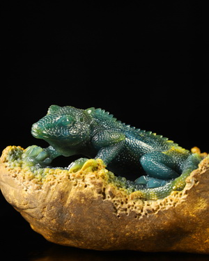 Reserve 4.5" Guatemala Jadeite Hand Carved Crystal Lizard Sculpture, Crystal Healing