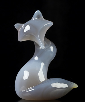 4.1" Premium Brazilian Agate Hand Carved Crystal Fox Sculpture, Crystal Healing