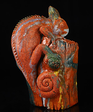 Awesome 7.2" Bloodstone Hand Carved Crystal Lizard Sculpture, Crystal Healing