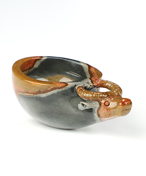3.6" Polychrome Jasper Hand Carved Crystal Cup and Bull, Crystal Healing