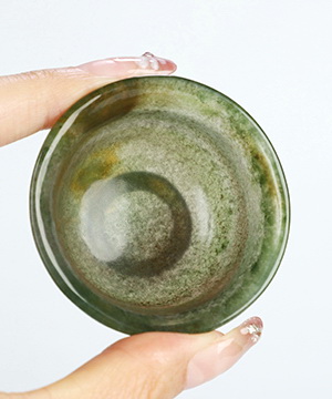 2.1" Green Moss Agate Hand Carved Crystal Cup, Crystal Healing