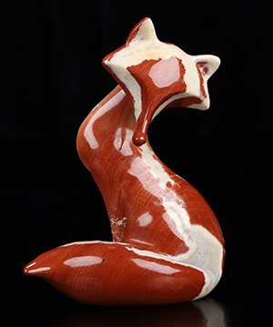 4.1" Red Jasper Hand Carved Crystal Fox Sculpture, Crystal Healing