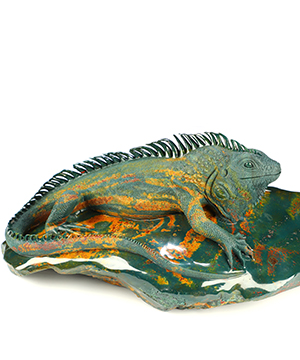 14.9LB Awesome 13.7" Bloodstone Hand Carved Crystal Lizard Sculpture, Crystal Healing