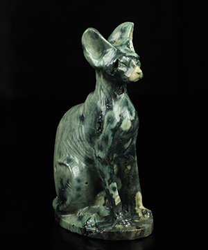 5.7" Ocean Jasper Hand Carved Crystal Cat Sculpture, Crystal Healing