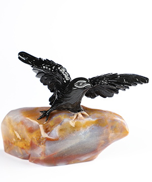 4.8" Indian Agate Hand Carved Crystal Eagle Sculpture, Crystal Healing