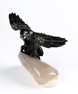 3.3" Indian Agate Hand Carved Crystal Eagle Sculpture, Crystal Healing