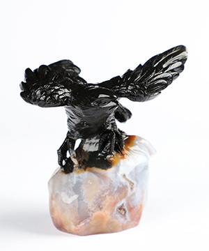 3.1" Indian Agate Hand Carved Crystal Eagle Sculpture, Crystal Healing