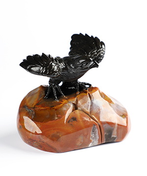 2.7" Indian Agate Hand Carved Crystal Eagle Sculpture, Crystal Healing
