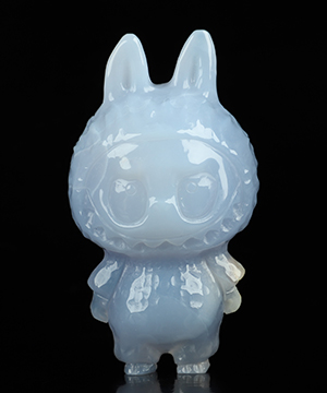 3.8" Blue Chalcedony Hand Carved Crystal Labubu Sculpture, Crystal Healing