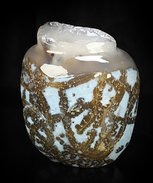 5.7" Agate Geode Hand Carved Crystal Vase Sculpture, Crystal Healing