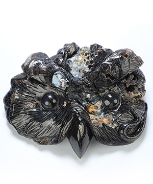 8.5" Agate Hand Carved Crystal Owl & Snake Sculpture, Crystal Healing