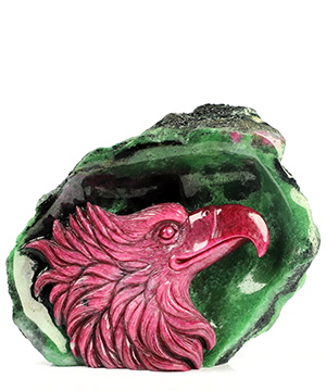 5.9" Ruby Zoisite Hand Carved Crystal Eagle Sculpture, Crystal Healing