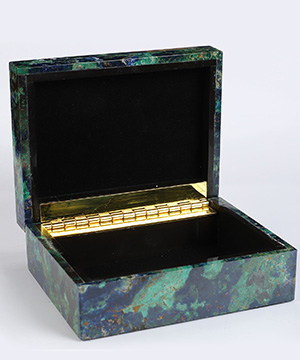 4.1" Azurite & Malachite Hand Carved Crystal Jewelry Box, Crystal Healing