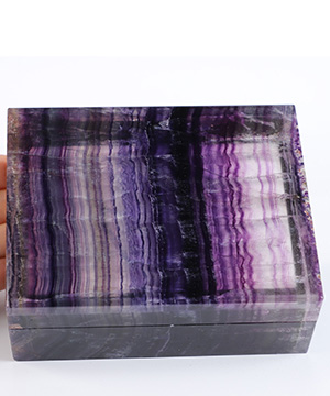 4.2" Fluorite Hand Carved Crystal Jewelry Box, Crystal Healing