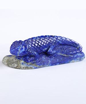 Gemstone 2.1" Lapis Lazuli Hand Carved Crystal Lizard Sculpture, Crystal Healing