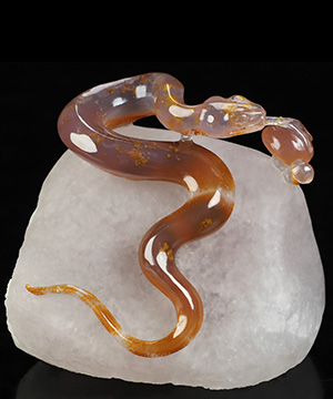 3.0" Agate Hand Carved Crystal Snake Sculpture, Crystal Healing