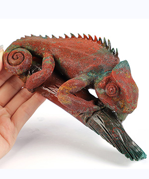 6.7" Bloodstone Hand Carved Crystal Lizard Sculpture, Crystal Healing