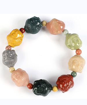 0.6" Agate Hand Carved Crystal Kwan-yin Bracelets, Crystal Healing