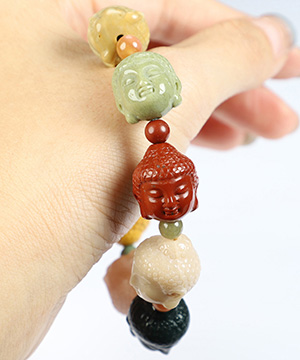 0.7" Agate Hand Carved Crystal Kwan-yin Bracelets, Crystal Healing