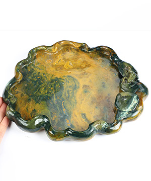 9.4" Indian Agate Hand Carved Crystal Storage Box, Crystal Healing