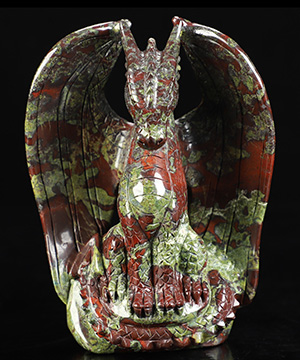 4.7" Dragon Blood Jasper Hand Carved Crystal Dragon Sculpture, Crystal Healing
