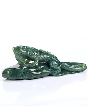 4.4" Indian Agate Hand Carved Crystal Lizard Sculpture, Crystal Healing