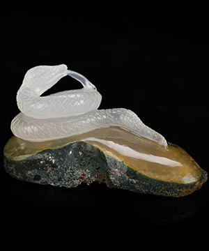 2.8" Indian Agate Hand Carved Crystal Snake Sculpture, Crystal Healing
