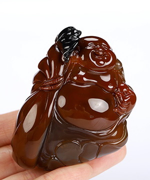 2.6" Agate Hand Carved Crystal Buddha Sculpture, Crystal Healing