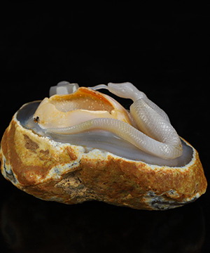 4.3" Agate Hand Carved Crystal Snake Sculpture, Crystal Healing