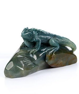3.1" Indian Agate Hand Carved Crystal Lizard Sculpture, Crystal Healing