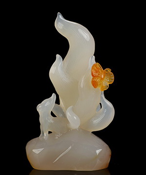 4.7" Agate Hand Carved Crystal Fox Sculpture, Crystal Healing