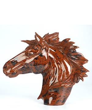 8.5" Mahogany Obsidian Hand Carved Crystal Horse Sculpture, Crystal Healing