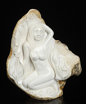 Gemstone 7.1" White Chalcedony Hand Carved Crystal Beauty Sculpture, Crystal Healing