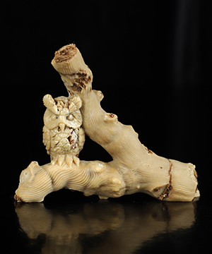 3.5" Petrified Wood Hand Carved Crystal Owl Sculpture, Crystal Healing