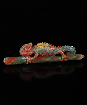 2.8" Bloodstone Hand Carved Crystal Lizard Sculpture, Crystal Healing