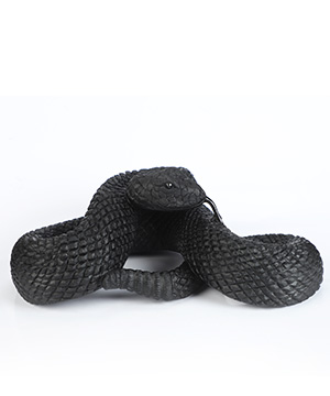 8.0" Black Obsidian Hand Carved Crystal Snake Sculpture, Crystal Healing