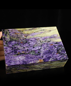 Gemstone 6.3" Russian Charoite Hand Carved Crystal Jewelry Box, Crystal Healing