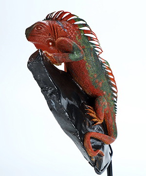 7.9" Bloodstone Hand Carved Crystal Lizard Sculpture, Crystal Healing