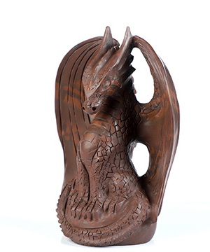 5.0" Australian Print Stone Hand Carved Crystal Dragon Sculpture, Crystal Healing